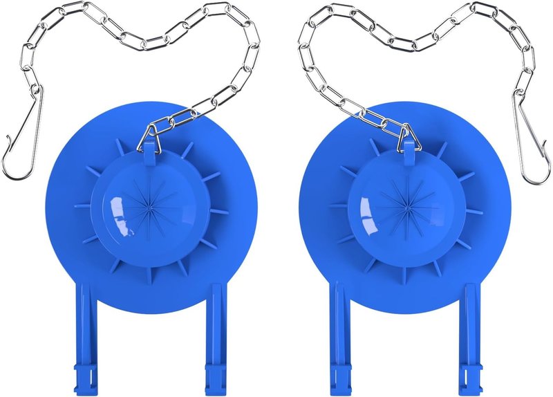 2-Pack Universal 2" Toilet Flapper Replacement Kit - Durable Rubber & Stainless Steel Chain (Blue)