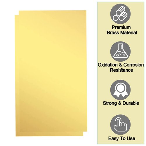 8 Pieces Brass Sheet, Brass Shim Stock Assortment, 6" Length x 3" Width, 0.001", 0.002", 0.004", 0.006", 0.008",0.012", 0.016", 0.02" Thickness, Metal Shim Stock