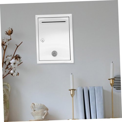 Gadpiparty Lockable Stainless Steel Donation Box Wall-mounted Suggestion Box Slot for Letters Ballots and Donations Metal Construction for Office and Public Use