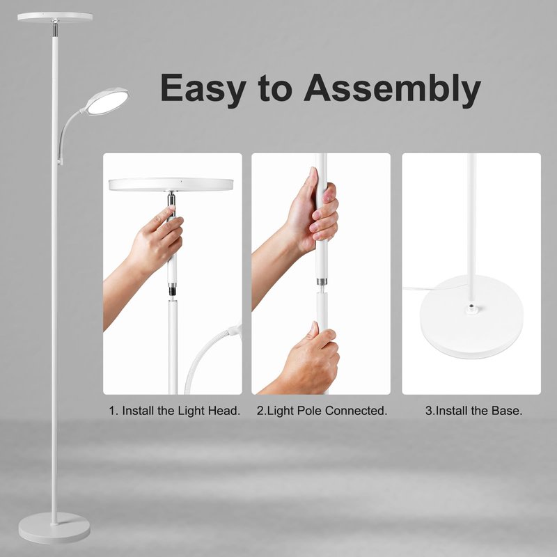 SUNMORY Floor Lamps for Living Room, 48W/4200LM Super Bright LED Floor Lamp with Remote Control, 69" Tall Standing Lamp with Stepless Dimmable, Modern Torchiere Reading Lamp for Bedroom, Office White