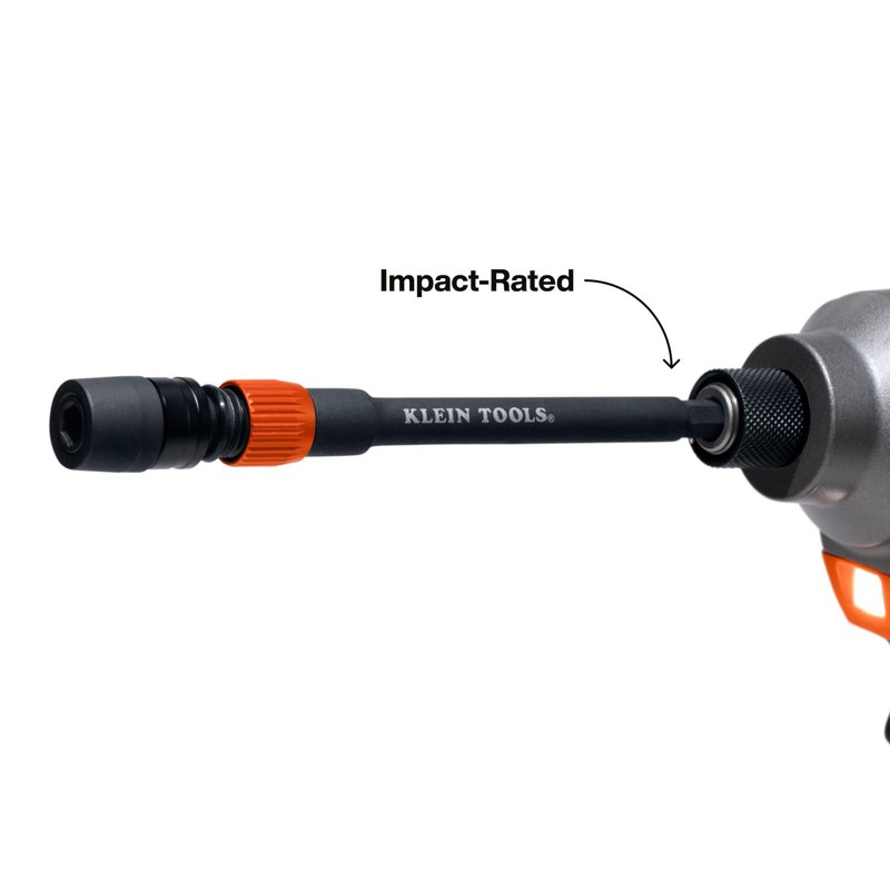 Klein Tools 80208 6 and 12-Inch Dual-Lock Extension Set, 1/4-Inch Hex Shank Impact Bit Holder, Quick-Release Locking Mechanism with Secondary Twist Lock, Compatible with Impact Drivers and Drills