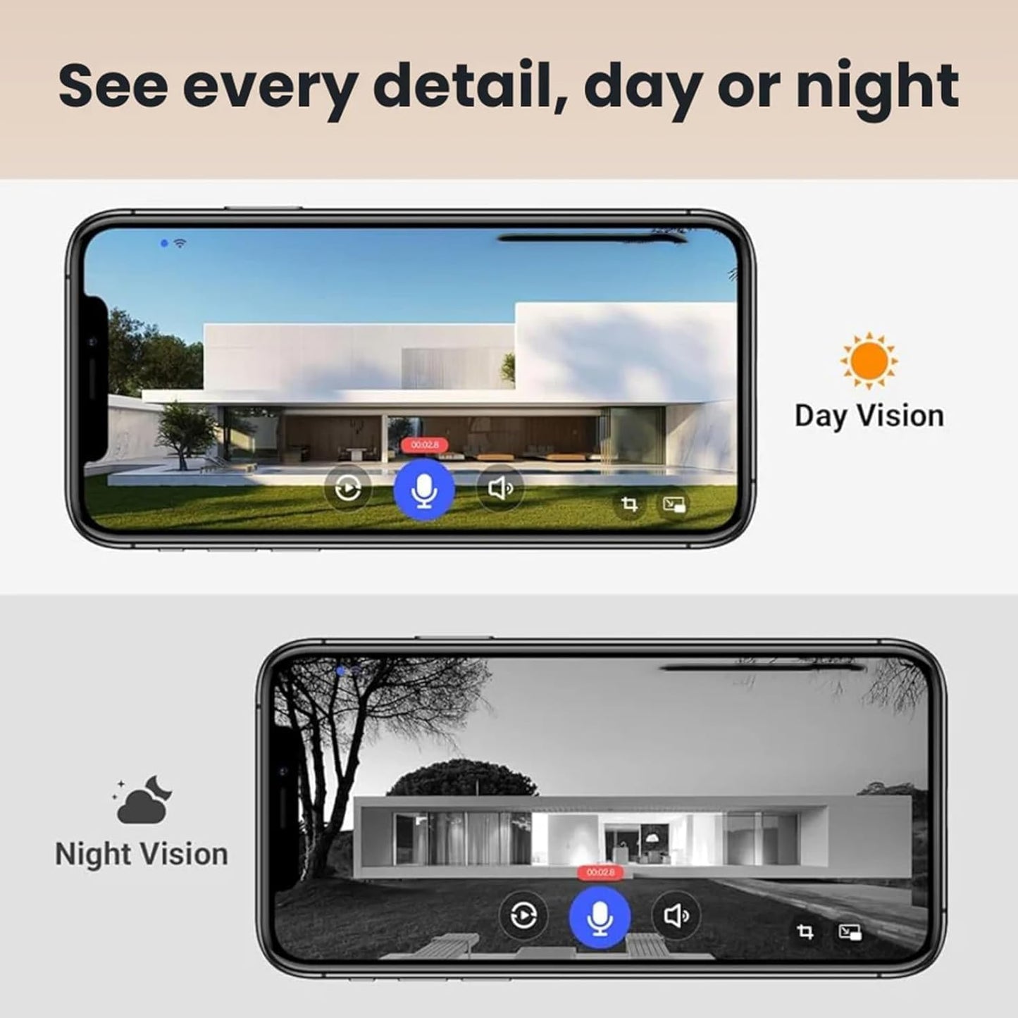 Safedoorbell, Safe Doorbell Camera Wireless, Safe Door Bell with Camera, Safe Doorbell with No Monthly Fee, Smarter Way to Protect Your Home, Wireless Wi-Fi Video Doorbell (T50 Beige)