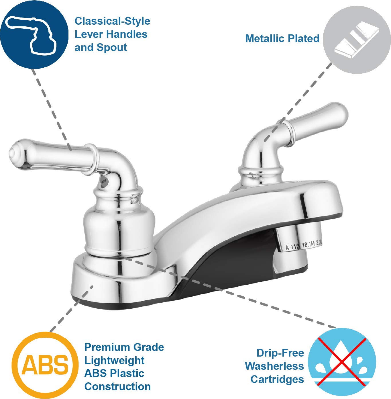 Pacific Bay Lynden Bathroom Sink Faucet - Metallic Plating Over Lightweight ABS Plastic (Chrome)
