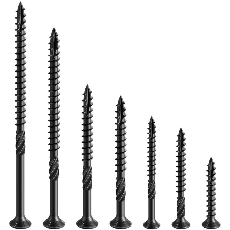 Wensilon #12 * 7" Black Extended Deck Screws,(45 pcs) 2 lbs.Lengthen Exterior Wood Screws, Rust Resistant epoxy Coated, Bronze, T30 Star Bit