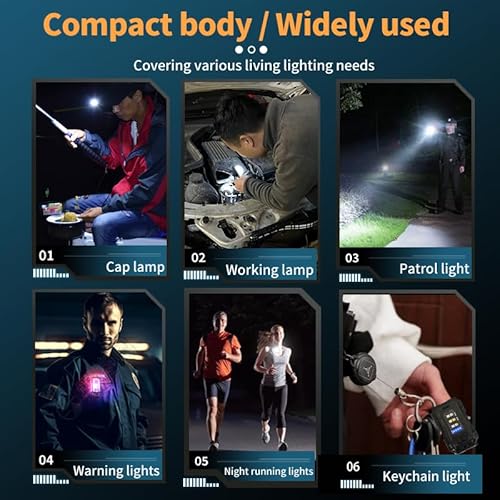 Clip-on Flashlight with Extendable Keychain, Compact Pocket Light for Night Work, Running, Walking, Camping, Fishing, Hiking, USB-C Rechargeable Small Pocket EDC LED Flash Light-Super Bright 800LM