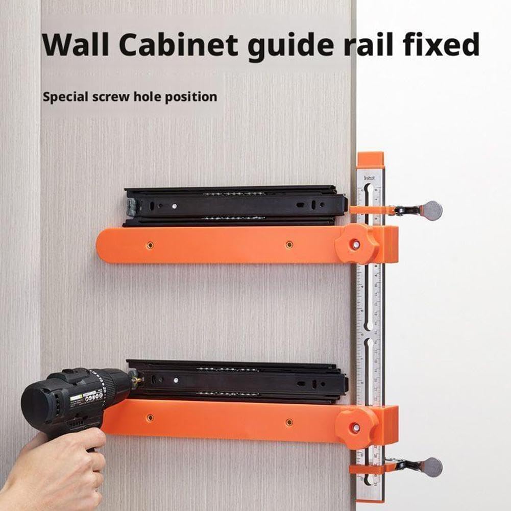 Drawer Slide Jig with Toggle Clamp & Magnetic Arm, Precision Cabinet Drawer Jig Tool with Laser-Engraved Dual-Scale Mark for Mounting Drawer Slide, for DIY & Pro Fast & Accurate Installation