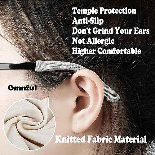 Upgrade Soft Knitting Cotton Eyeglasses Ear Grips, Eyeglasses Temple Tips Sleeve Retainer, Anti-Slip Elastic Comfort Glasses Ear Cushion for Glasses Sunglasses- Eye glasses Ear Cushions (3pairs Black)