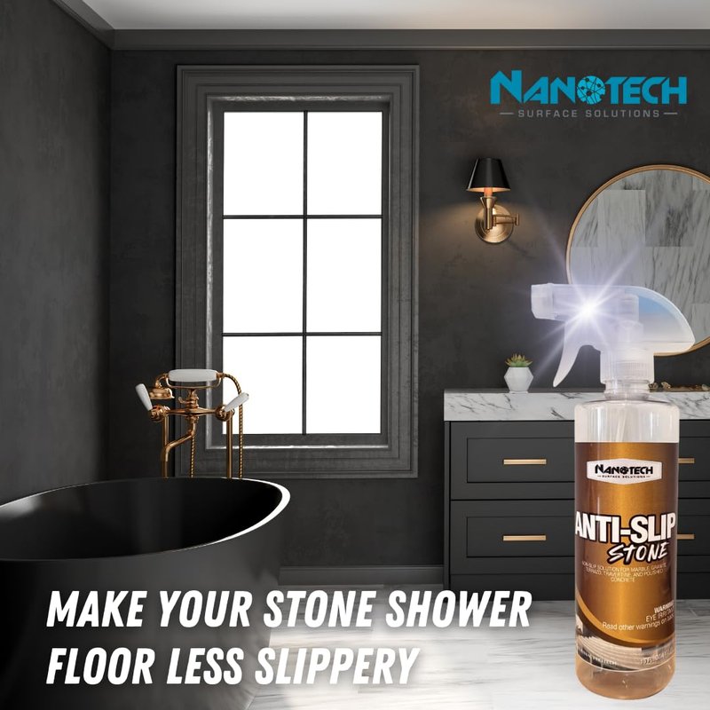 Nanotech Surface Solutions Anti Slip Stone -Reduces Slip & Fall Accidents Due to Wet Floors- Interior Exterior- Works in Minutes- For Travertine, Granite, Marble, Terrazzo, Slate (16 Oz.)