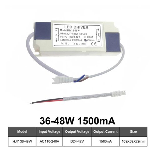 110V 220V 36W 40W 45W 48W LED Driver DC24-42V 900mA 1000mA 1200mA 1500mA Flicker Free Power Supply External Lighting Transformer(DC24-42V-1500mA,X1PCS_36-48W)