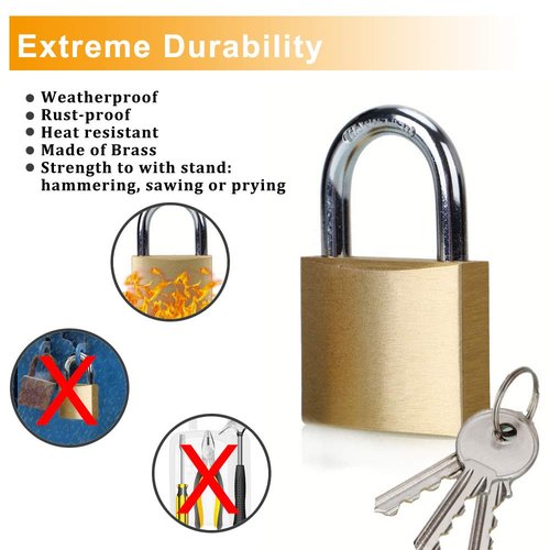 ABRAFOX Solid Brass Same Keyed Padlock keyed Alike Lock-(1-9/16 inch 40mm) 2pack
