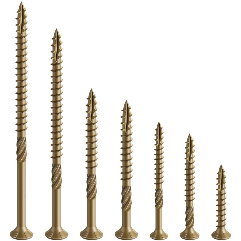 Wensilon #8 * 1" Deck Screws, (560pcs) 2 lbs.Exterior Wood Screws, Rust Resistant epoxy Coated, Bronze, T20 Star Bit