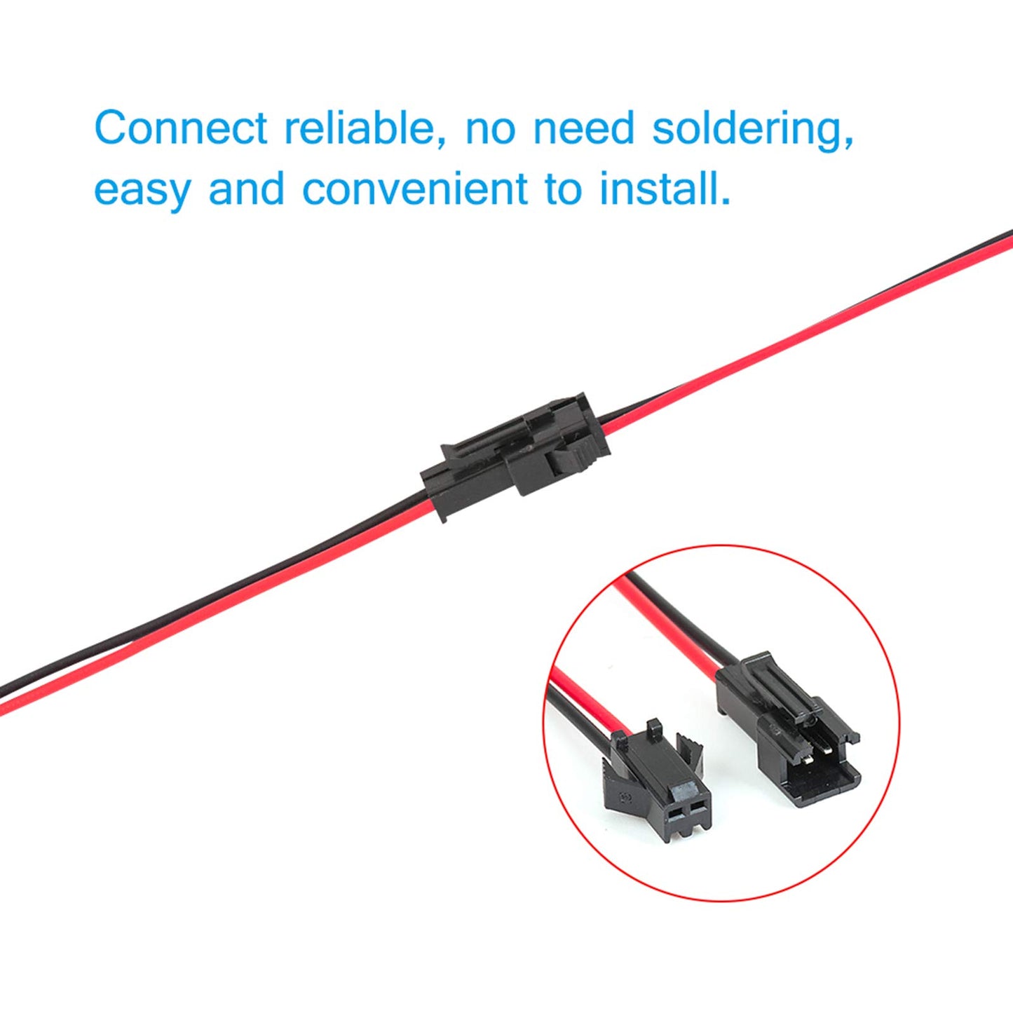 VANDESAIL JST SM Connector 40 Pack, SM 2Pin Jack Plug Male to Female Wire Connector Adapter Electrical Cable for LED Light Strip 20 Pairs 10CM (JST SM 2 Pin Connector)