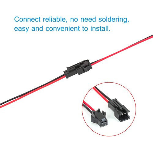 VANDESAIL JST SM Connector 40 Pack, SM 2Pin Jack Plug Male to Female Wire Connector Adapter Electrical Cable for LED Light Strip 20 Pairs 10CM (JST SM 2 Pin Connector)