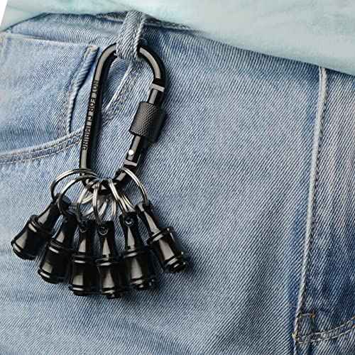 LUEXBOX 1/4 Inch Bit Holder Keychain, Hex Screwdriver Bits Holder Extension Bar, Quick Change Screw Bit Holder for Most Electric, Hand-held Screwdrivers and Drill Bits (A: Black 6pack)