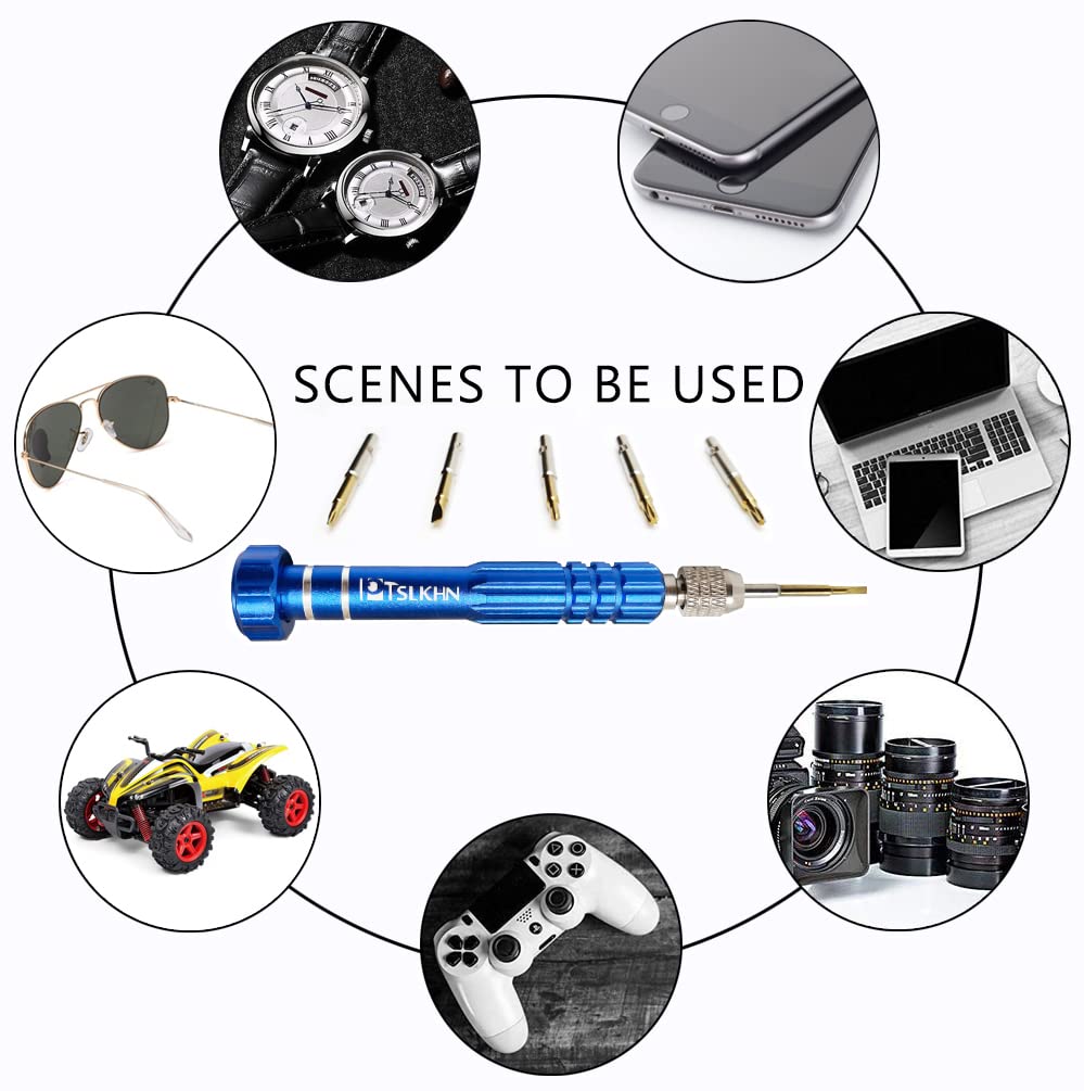 5-in-1 Multifunctional Small Screwdriver, PTSLKHN S2 Steel Magnetic Screwdriver Kit for Eyeglass, Sunglasses, Electronics, Cellphone, Jewelry and More