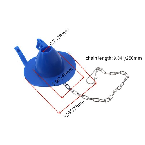 KUMGROT 2 Pcs Blue Universal Toilet Stopper Flapper Tank Flusher Replacement Kit Soft Durable PVC Toilet Flappers with Stainless Steel Chain, 3"