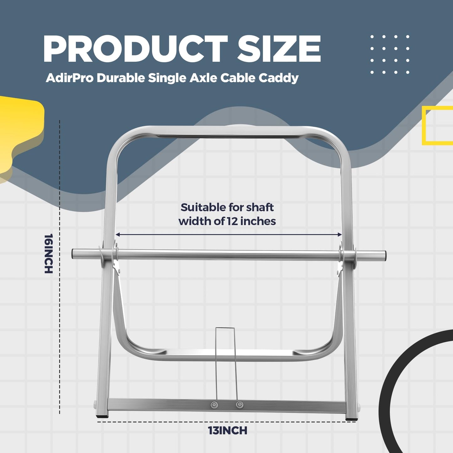 Hicarer Durable Single Axle Cable Caddy 16 x 20 Inch Wire Spool Rack Holder Commercial Industrial Steel Wire Rack Dispenser for Cable Reels Dispenser up to 100 lb Capacity