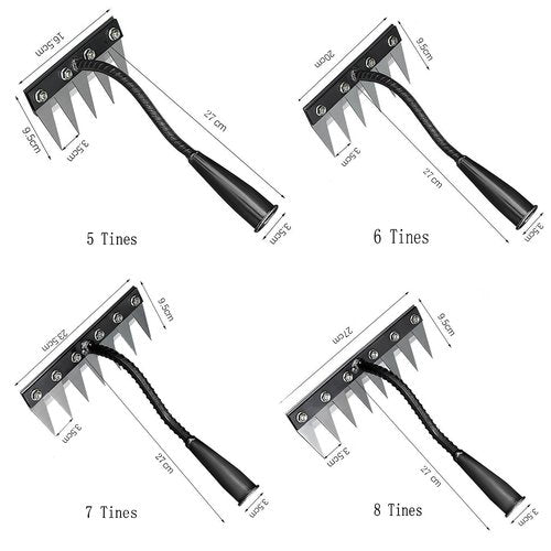 Gardening Hand Weeder Tool,Manual Weeder Tool with Detachable Blades, 4 Sizes High Carbon Steel Dual-Edge Design for Farm Garden Lawn Weed Removal, Soil Cultivation & Root Extraction (5 Tines)