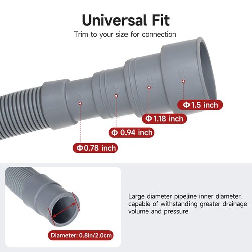 Yeturaaw 10Ft Washing Machine Drain Hose, Dishwasher Drain Hose Extension – No Tools Install, Universal Fit for Washing Machine, Dishwasher, Leak-Proof with 4 Adjustable Clamps & U-Bracket