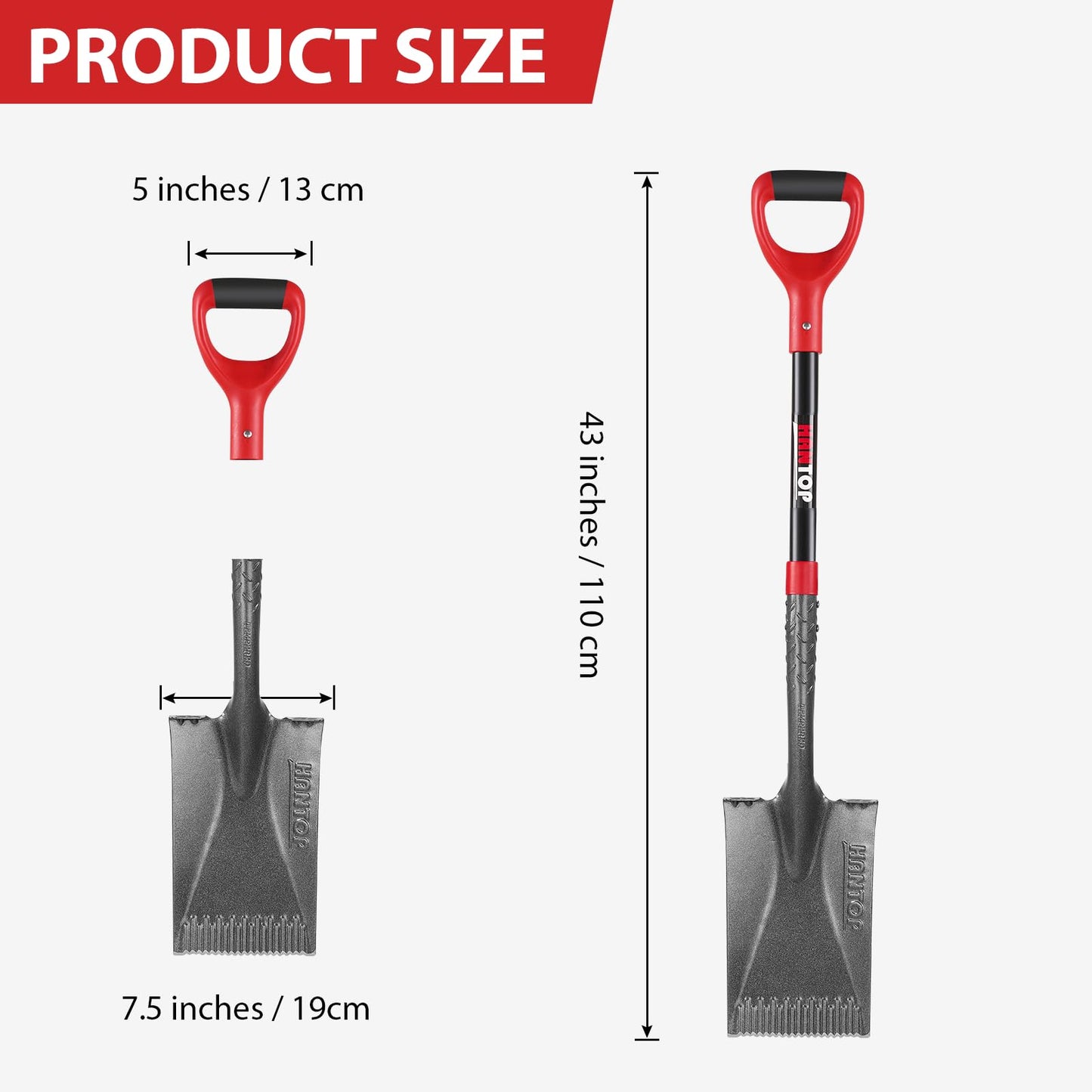 HANTOP Spade Shovel Garden Flat Trenching Shovel for Digging Gardening Planting Edging, 43 inches