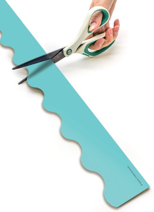 Teacher Created Resources Light Turquoise Scalloped Rolled Border Trim - 50ft - Decorate Bulletin Boards, Walls, Desks, Windows, Doors, Lockers, Schools, Classrooms, Homeschool & Offices