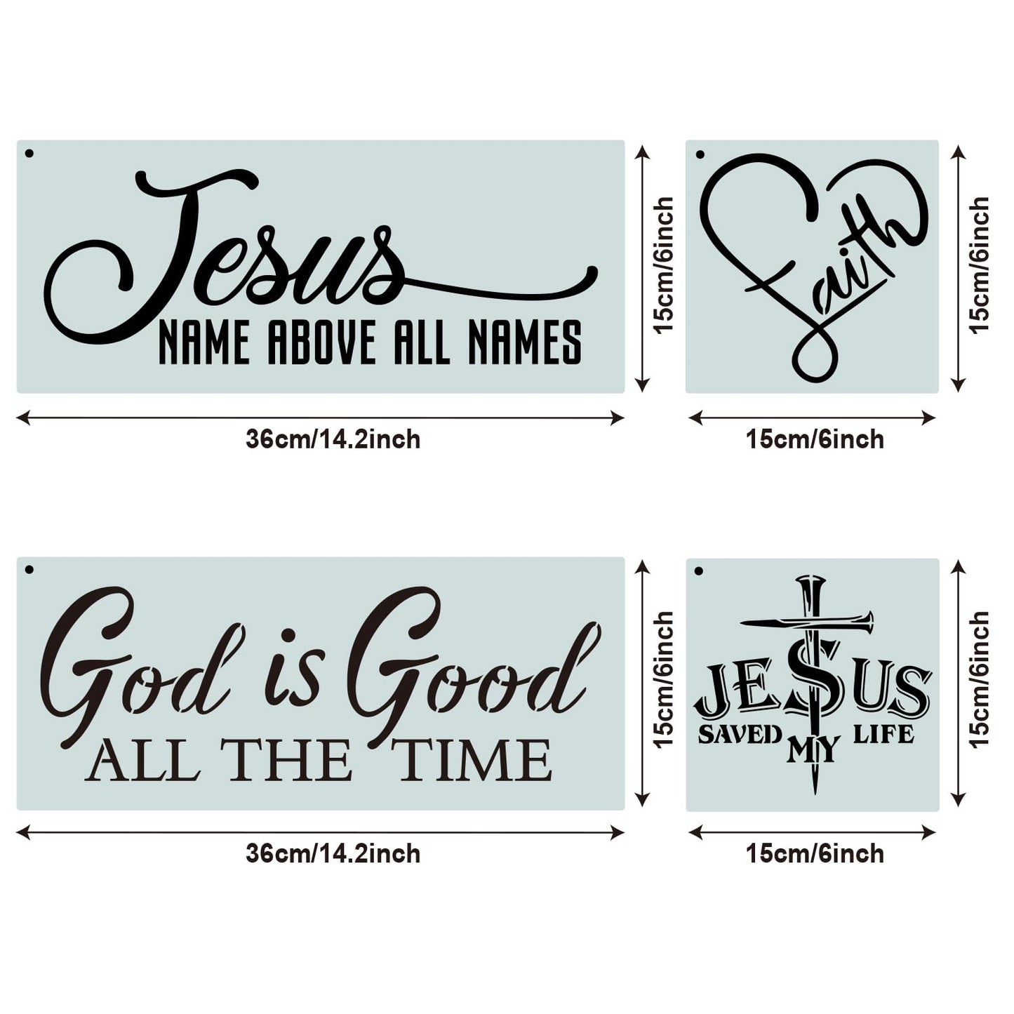 CZONG 15 Pieces Christian Inspirational Stencils Painting on Wood, Bible Sign Motivational Saying Faith God Fidence Be Still Reusable Painting Stencils DIY Farmhouse Wood Signs for Home Office Decor