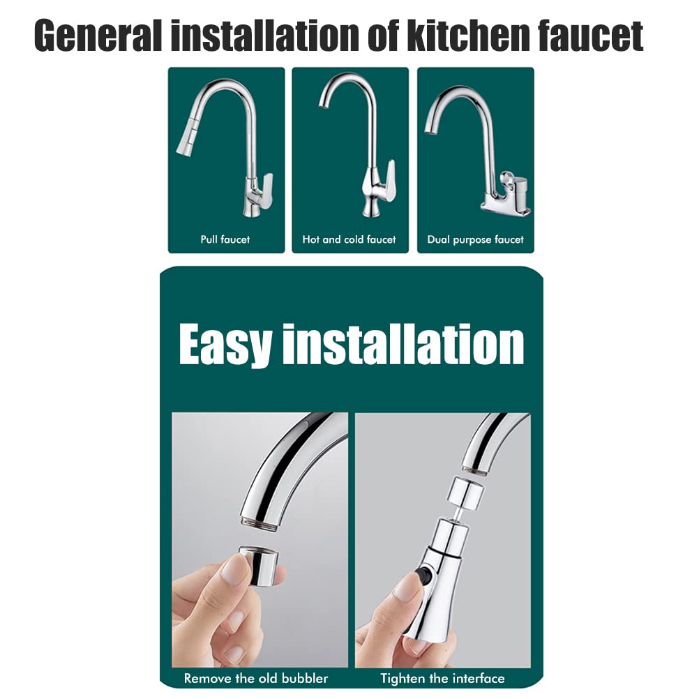Mrisata Kitchen Faucet Head Replacement, 3 Function Pull Down Spray Head Sink Spray Nozzle, Kitchen Sink Faucet, Compatible with Standard Brushed