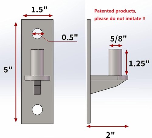 2 Pack Wall Mount Gate Hinges, Heavy Duty Wall Plate Hinges, Outdoor Chain Link Fence Gate Hinges Fence Post Link Gate Hinge, with 5/8 Hinge Pin (Screws Not Included)