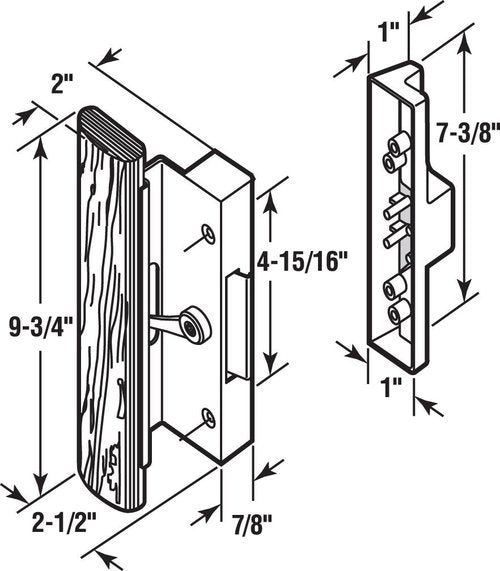 Prime-Line C 1126 Black Diecast Sliding Door Handle with Wood Handle, (Single Pack)