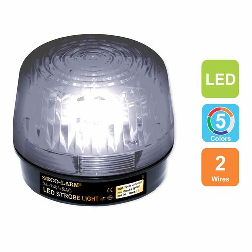 Seco-Larm Enforcer LED Strobe Light with Built-in Programmable Siren, Clear (SL-1301-SAQ/C)