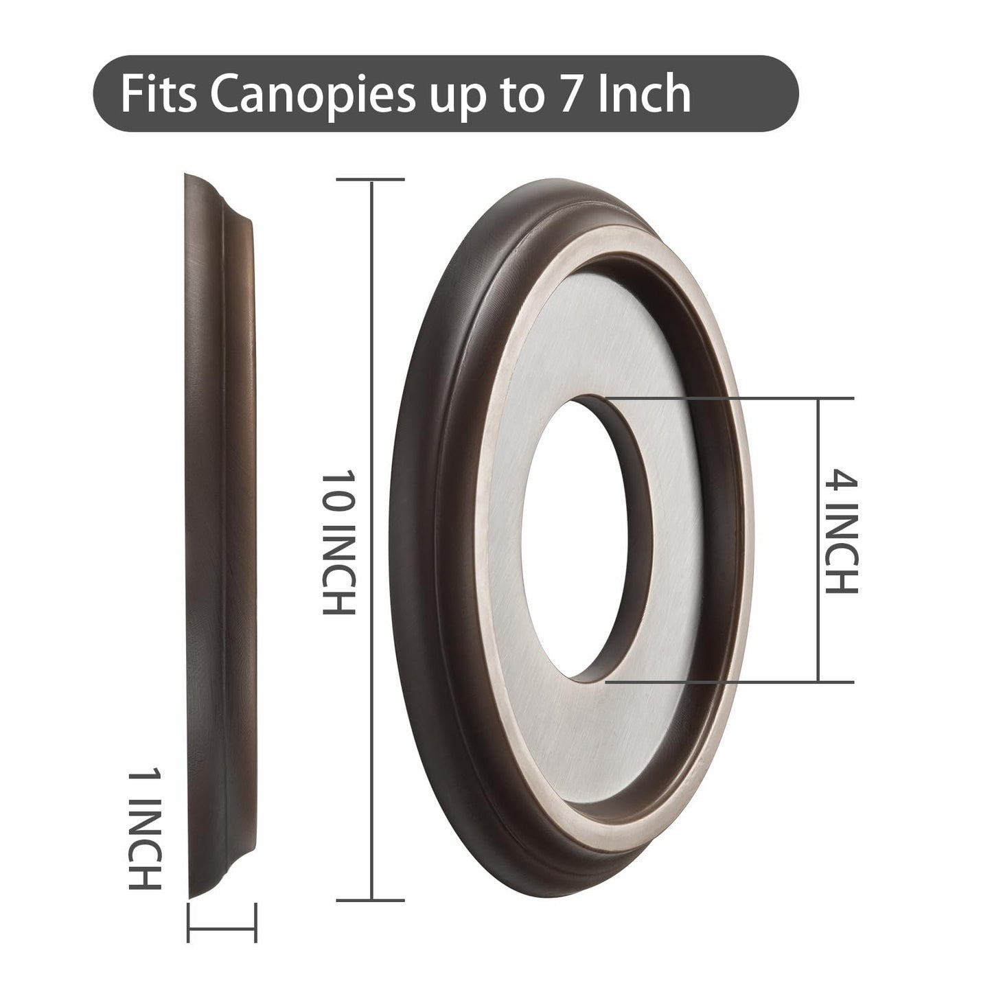 EIFHYT 2 Pack Molded PU Ceiling Medallion for Light Fixtures and Ceiling Fans, 10"OD x 4"ID x 1"P (Wood Grain Oil Rubbed Bronze)