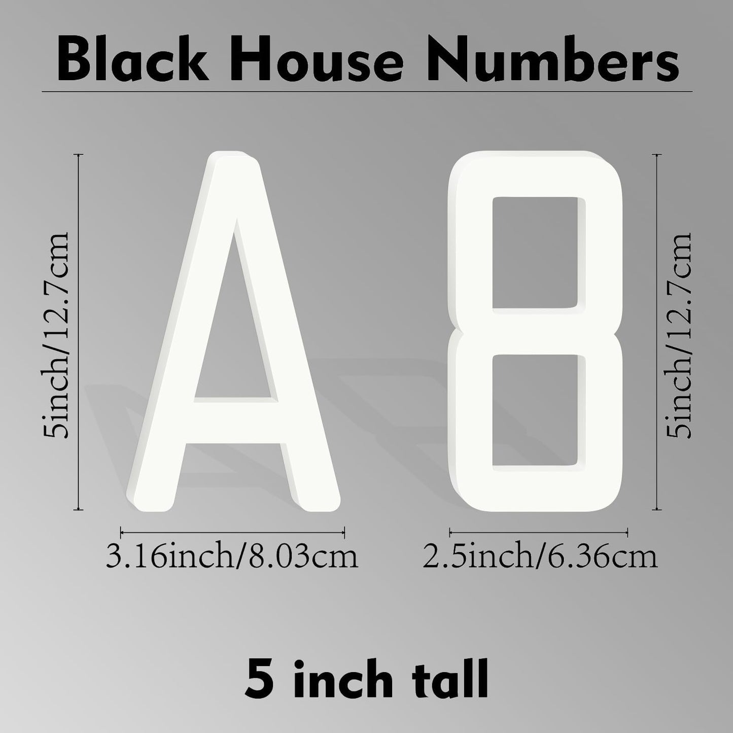 5 Inch Floating White Aluminum House Numbers Letters, Modern Metal House Numbers for Outside, White Address Letters, Aluminum Address Number for Garden Office Apartment (N)