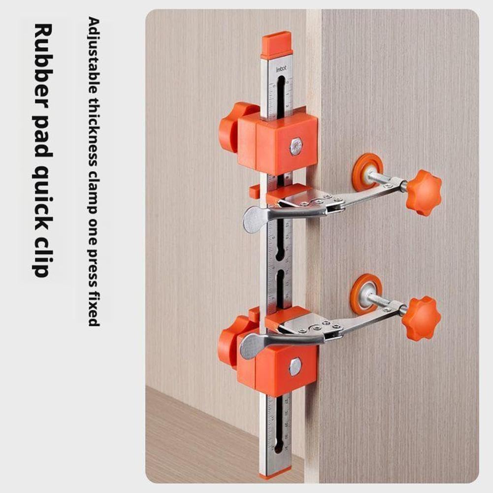 Drawer Slide Jig with Toggle Clamp & Magnetic Arm, Precision Cabinet Drawer Jig Tool with Laser-Engraved Dual-Scale Mark for Mounting Drawer Slide, for DIY & Pro Fast & Accurate Installation