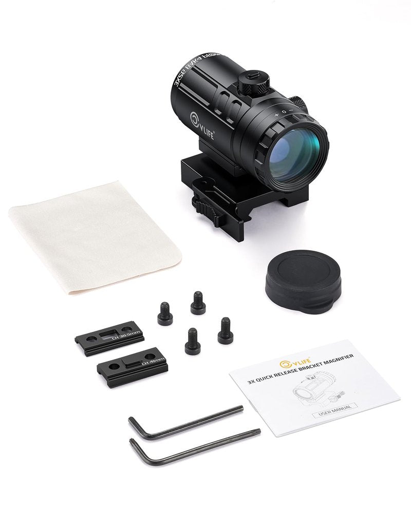 CVLIFE 3X Red Dot Magnifier with Quick-Release and Flip-to-Side Mount,2.95in Eye Relief,Absolute and Lower 1/3 Co-Witness Red Dot Sight with Magnifier,1000G Shockproof & IP67 Waterproof