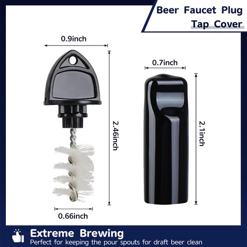 Cirwurie 16pcs Beer Faucet Plug Brush+2pcs Tap Covers Beer Keg Tap Brush Cap Cover Cleaning Brush for Draft Beer Faucet