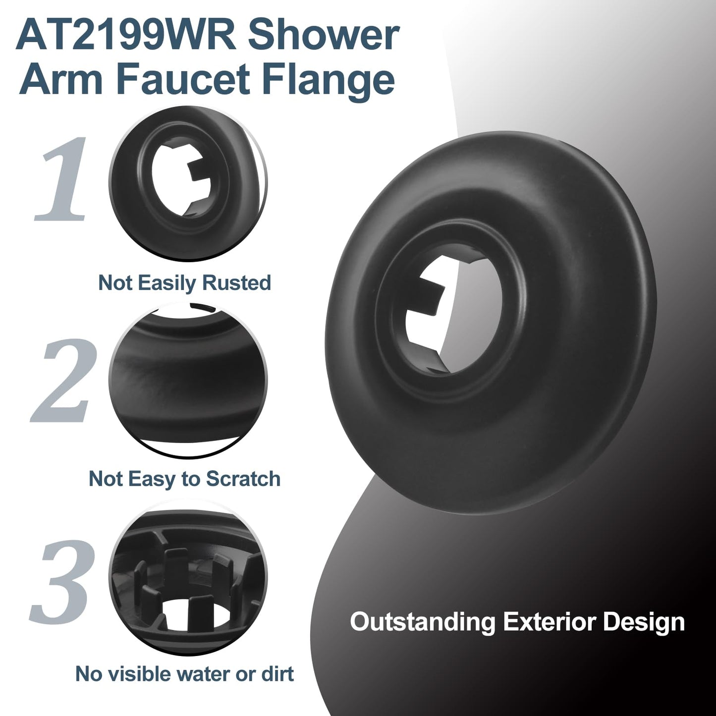 Shower Arm Flange Replacement for Moen Universal Standard Shower Arm Flange AT2199WR,Wrought Iron,Fit for Moen Shower Arm & Drain System,Round