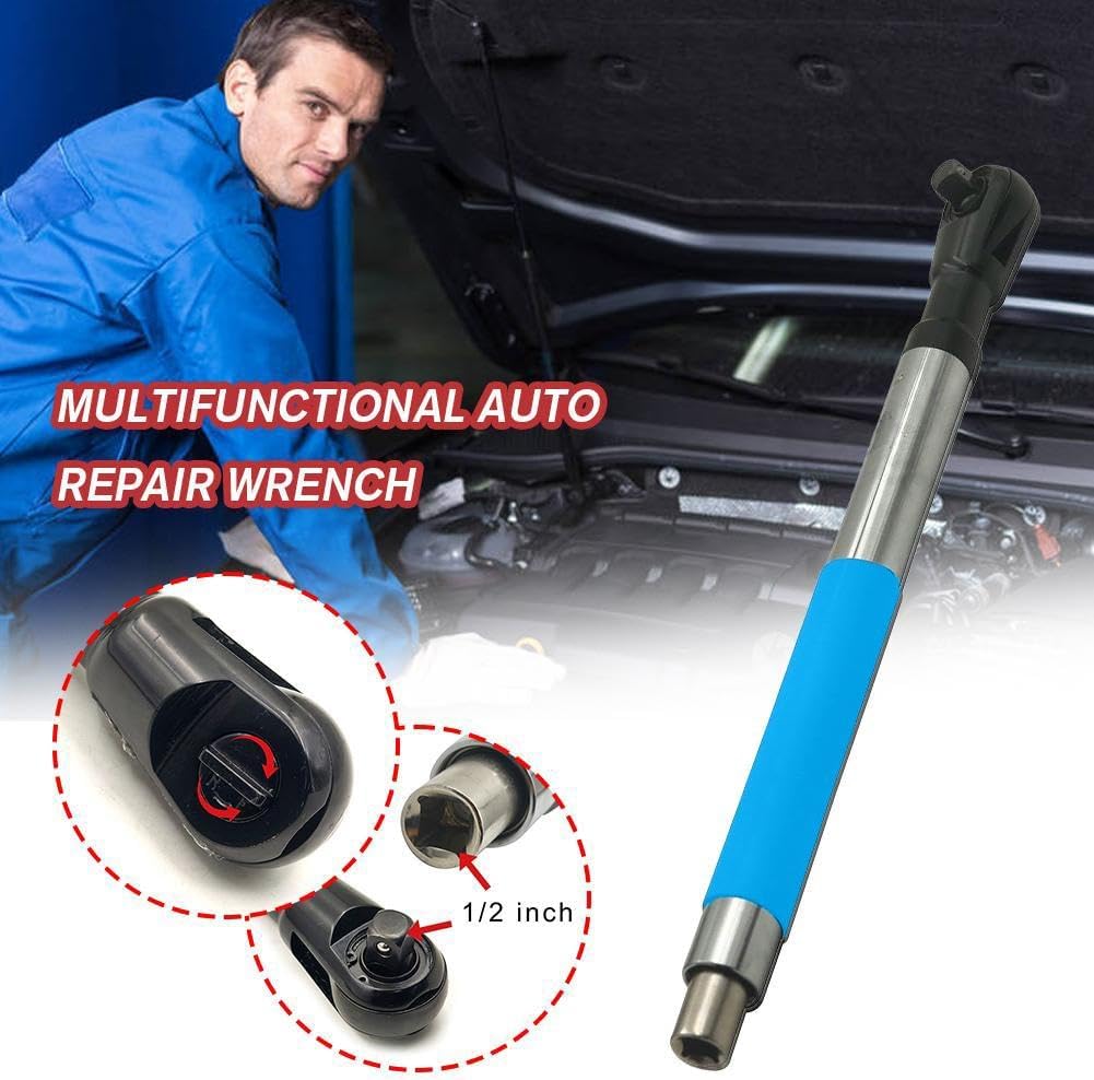 Offset Extension Wrench Impact for Electric Drill, with 4 Socket Adapters and 1/2‘’ Drill Adapter, Multifunctional Chain Drive Electric Ratchet Wrench Tool for Tightening Fasteners (1pcs)