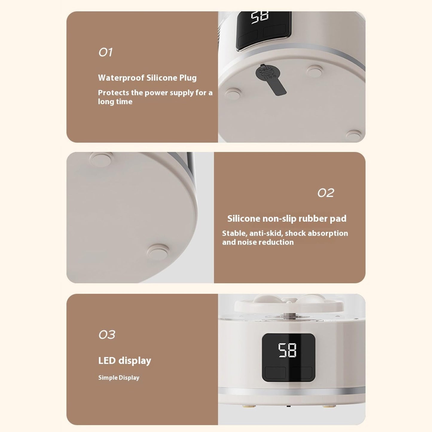 Mini Portable Washing Machine for Underwear – Rechargeable Travel Washer with LED Display, Compact Laundry Cup Washing Machine for Small Clothes, Home or Camping Use (White)
