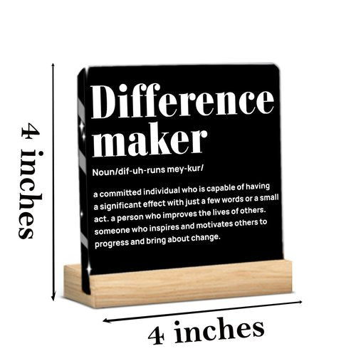 Thank You Gifts for Women Men Friends Acrylic Sign, Inspirational Gifts for Coworker Motivational Quote Clear Sign Difference Maker Definition Desk Decor, Home Office Desk Decor