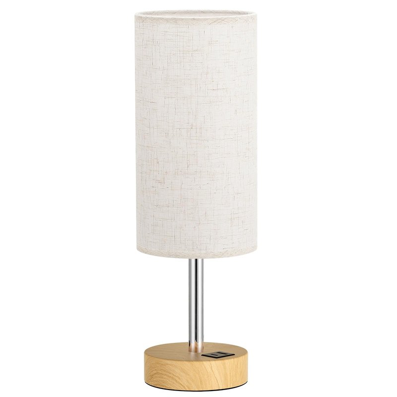 Dicoool Touch Bedside Table Lamp with USB - 3 Way Dimmable Wood Lamp for Bedroom Nightstand, Desk Lamp with Charging Station for Dorm, Living Room, Office, Kids Room, Small, 14in