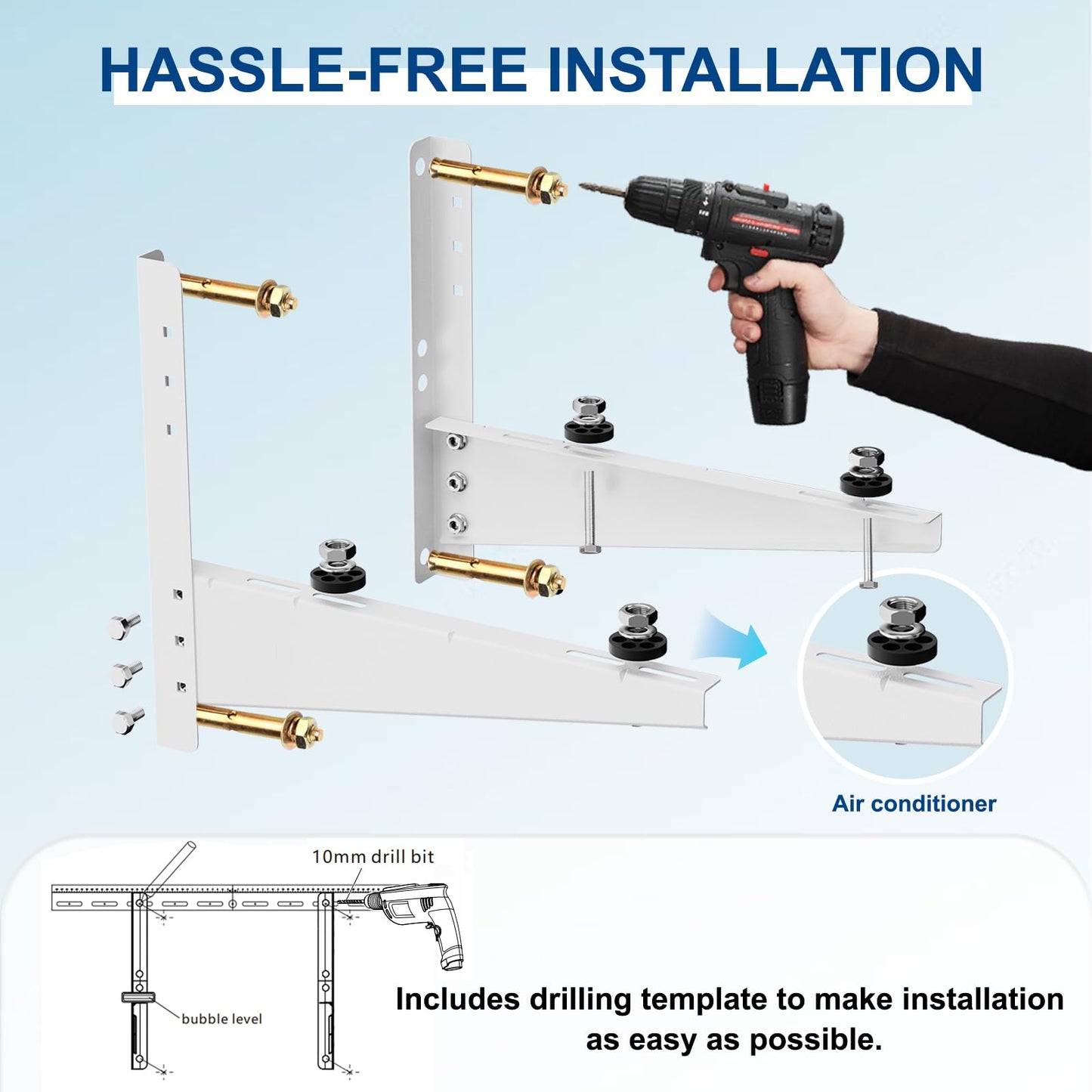 Duiliuu Mini Split Wall Mounting Bracket for 9,000-18,000 BTU Air Conditioner, Heavy Duty AC Support Bracket for Outside, Holds Up to 330lbs