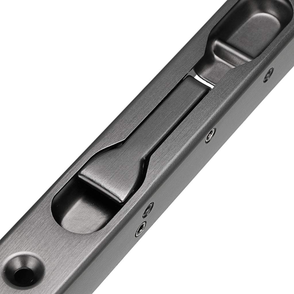 Sumnacon 2Pcs 6 Inch Door Bolts - Stainless Steel Concealed Security French Door Locks with Hardwares, Metal Flush Latch Bolts for Composite Wood Double Dummy Door, Black