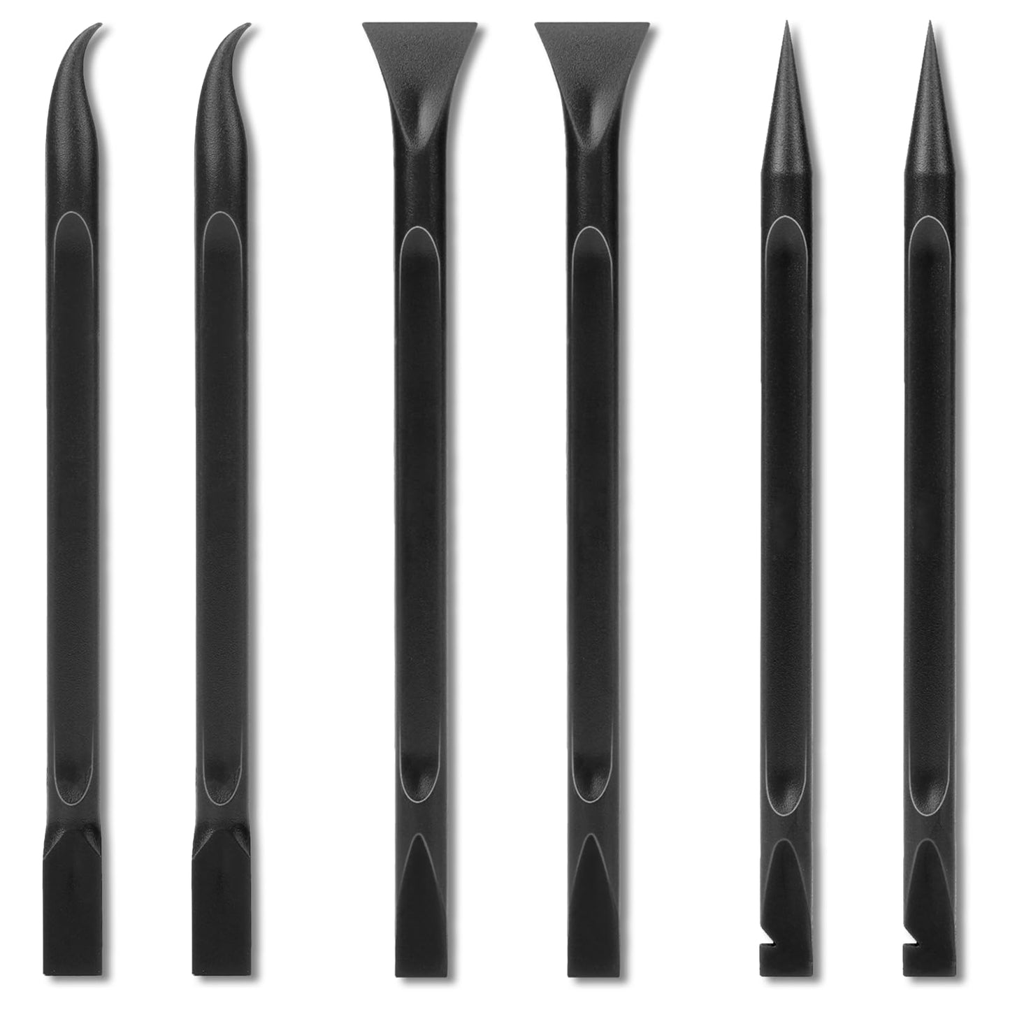 Plastic Scraper, 6 Pcs Multipurpose Crevice Cleaning Tool Non-Scratch Scraper for Cleaning Tight Spaces Pen-shaped Car Detailing Tools for Removing Stickers, Labels, Oil Stains, Food, Dirt (Black)