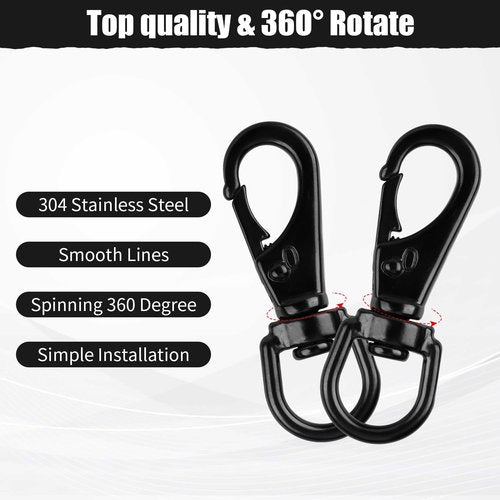Stainless Steel Swivel Eye Snap Hook, 5 Pack (2.7 Inch) Heavy Duty Flag Clips for Flagpole Rope, Diving Clips Spring Hooks for Bird Feeders, Pet Chains, Dog Tie-Out Cable, Keychains