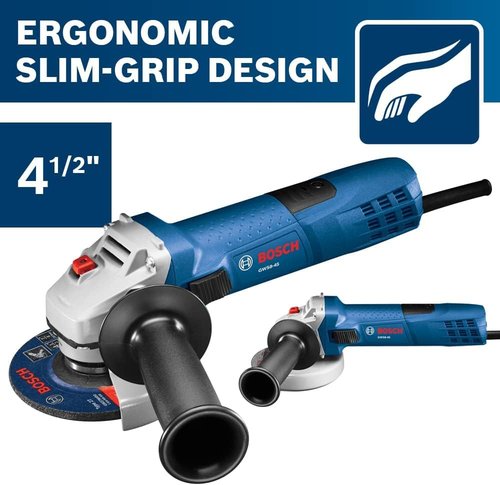 BOSCH GWS8-45 4-1/2 Inch 7.5 Amp Angle Grinder with Lock-On Switch, Lightweight Design, and Durable Protection Guard for Metal and Concrete Grinding