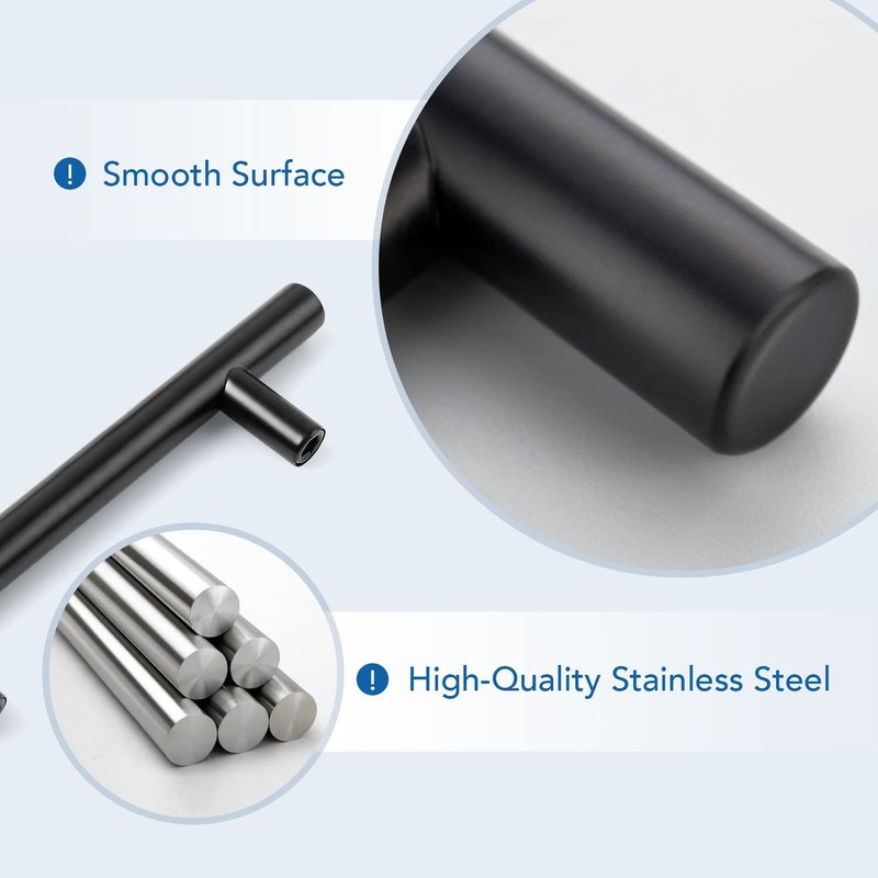 Ravinte 30 Pack 4 inch Hole Center Black Cabinet Pulls Kitchen Cabinet Handles 6-3/8" Overall Length Matte Black Hardware for Cabinet