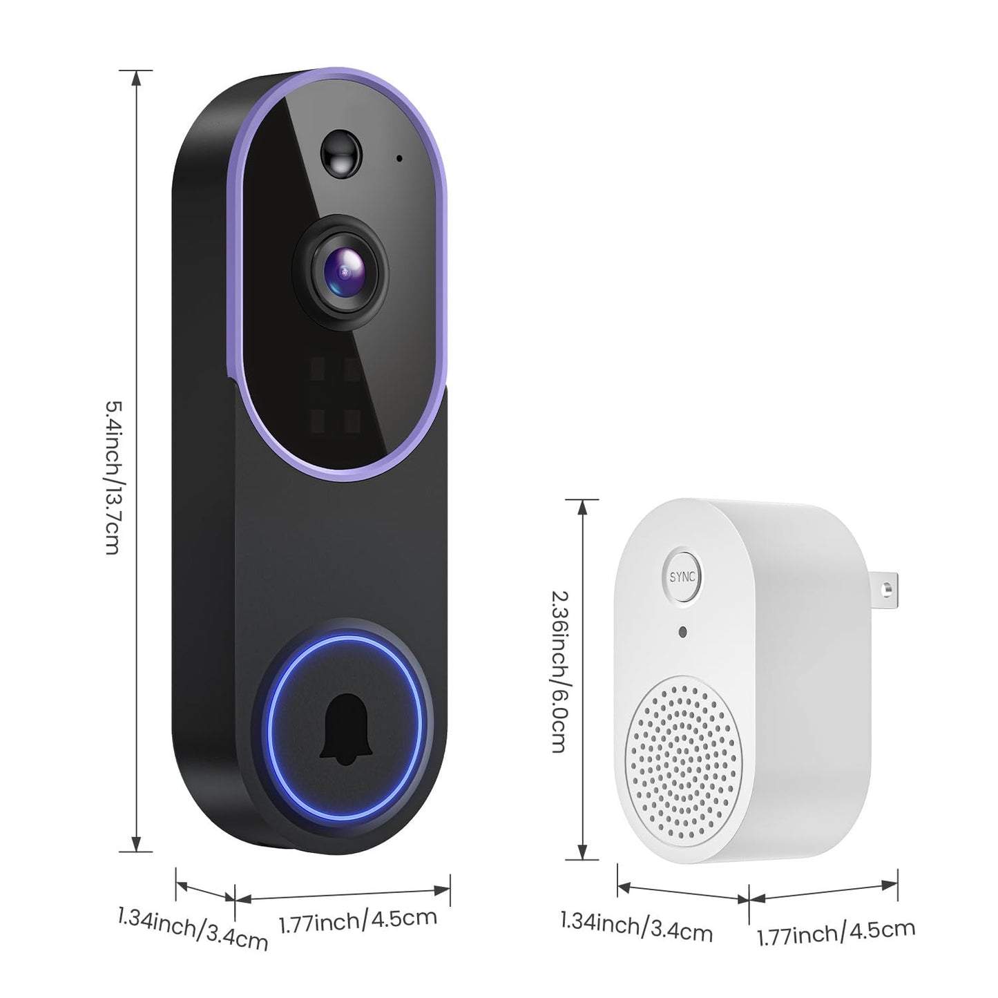 OrbiFira 1080P Video Doorbell Camera Wireless, Smart AI Human Detection, 2-Way Audio, Battery Powered, 2.4GHz WiFi, IR Night Vision, Indoor Outdoor, Motion Alert