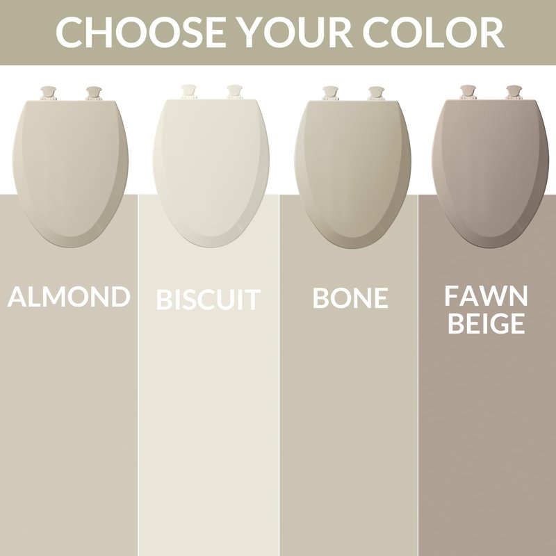 Bemis 1500EC Durable Wood Toilet Seat with Easy Clean Hinges, Made in USA, Elongated, Biscuit
