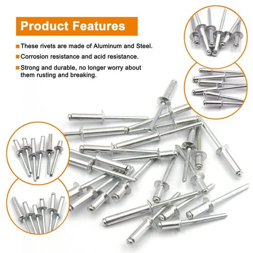 ISPINNER 100pcs 1/8" x 1/4" Aluminum Blind Rivets, 3.2 x 6mm Pop Rivets, Pack of 100 (Silver)