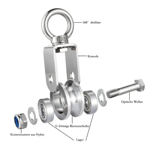 KCNOFNC Heavy Duty Cable Single Pulley Block Wheel for Wire Rope with Ball Bearings, DIY Pulley System for Gym Equipment Workout, Winch, Lifting